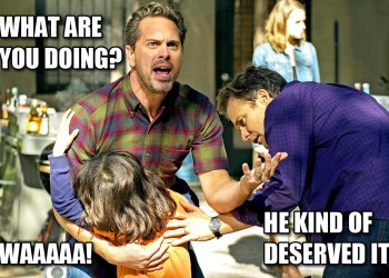 Thomas Sadoski as Gary, and Peter Sarsgaard as Hector, post slap, on NBC's The Slap