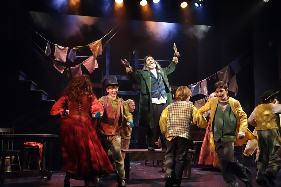 Jeff Sanzel performing "Oliver!" at Theatre Three