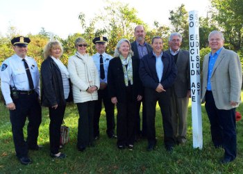 Lieutenant Clafin, East Hampton Town Police; Laraine Creegan, Montauk Chamber of Commerce; Kathee Burke-Gonzalez, East Hampton Town Councilwoman; Lieutenant McGuire, East Hampton Police; Sylvia Overby, East Hampton Town Councilwoman; Peter Van Scoyoc, East Hampton Town Councilman and Deputy Supervisor; Paul Monte, Montauk Chamber of Commerce; Larry Cantwell, East Hampton Town Supervisor; Fred W. Thiele, Jr., NYS Assemblyman.