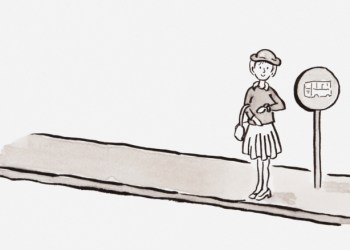 waiting at a bus stop