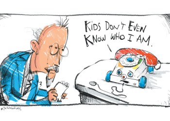 Toy phone cartoon by Mickey Paraskevas