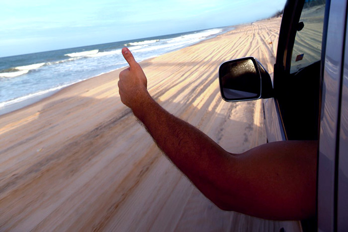 Truck Beach Amagansett thumbs up