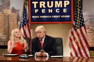Alec Baldwin as Donald Trump and Kate McKinnon as Kellyanne Conway on SNL