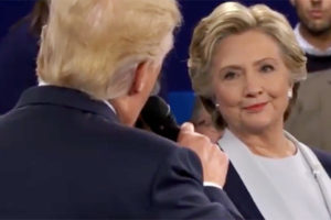 Donald Trump and Hillary Clinton sing duet of "(I Had) The Time of My Life" during second presidential debate of 2016