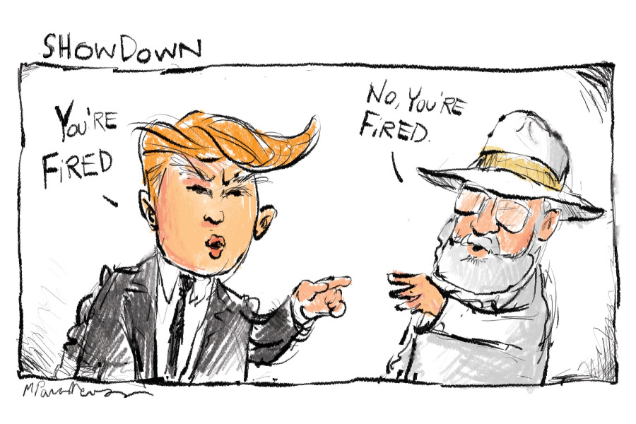 Donald Trump and Dan Rattiner cartoon by Mickey Paraskevas