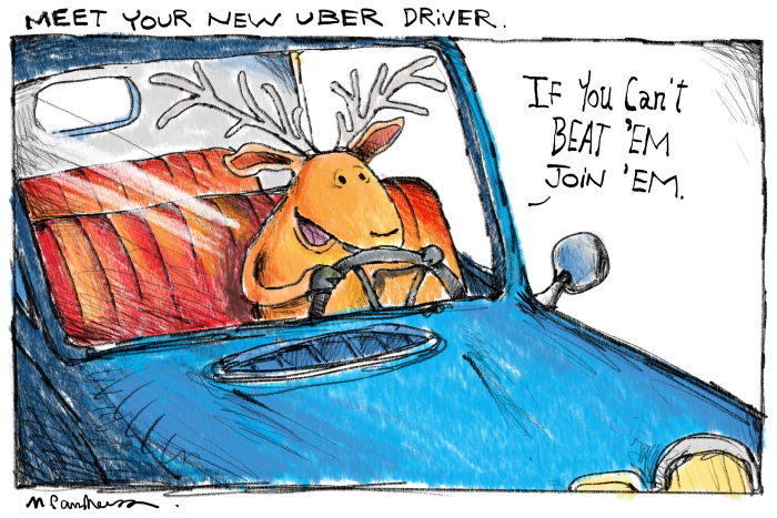 Uber deer cartoon by Mickey Paraskevas