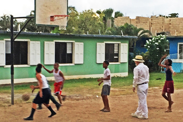 Dan plays basketball in Virgin Gorda