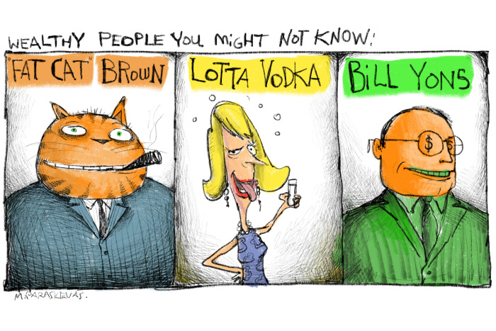 Wealthy people cartoon by Mickey Paraskevas