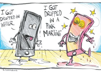 Wet Drowned Smartphone Cartoon by Mickey Paraskevas