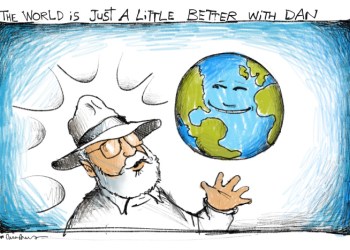 World is a little better with dan cartoon by Mickey Paraskevas