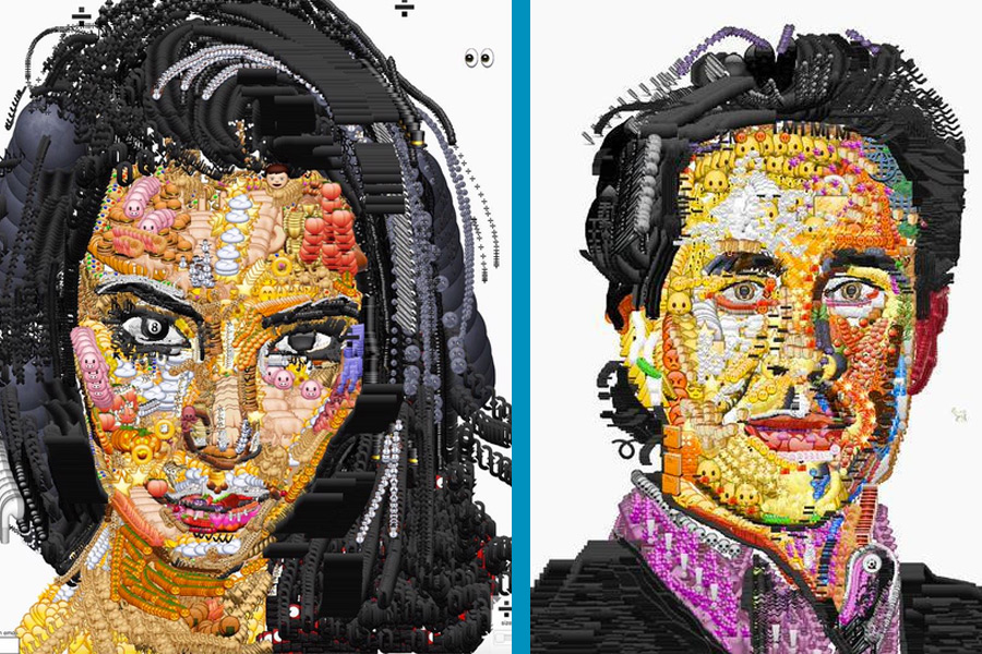 Yung Jake Emoji portraits of Kim Kardashian and Jerry Seinfeld