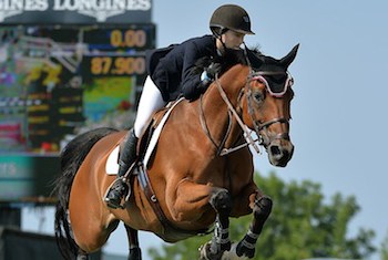 Lucy Deslauriers rode Hester to the top of the $25,000 Campbell Stables Show Jumping Derby at the 40th Annual Hampton Classic.