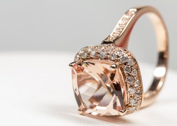Morganite and pink gold ring