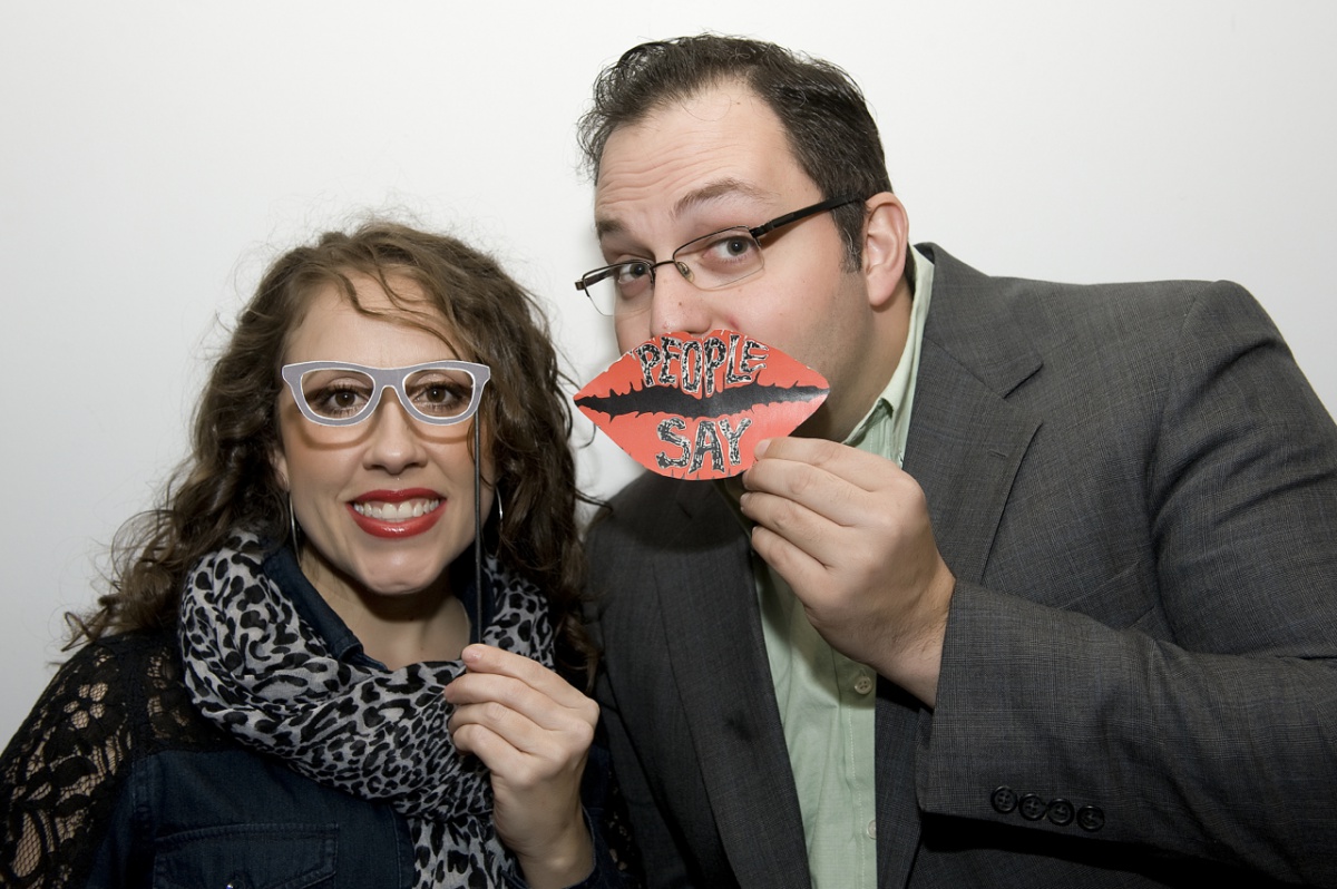 People Say NY founder and producer Dominique Lamboy gets ready for an evening of music, poetry and comedy with the evenings MC, comedian Jeff Schaeffer.