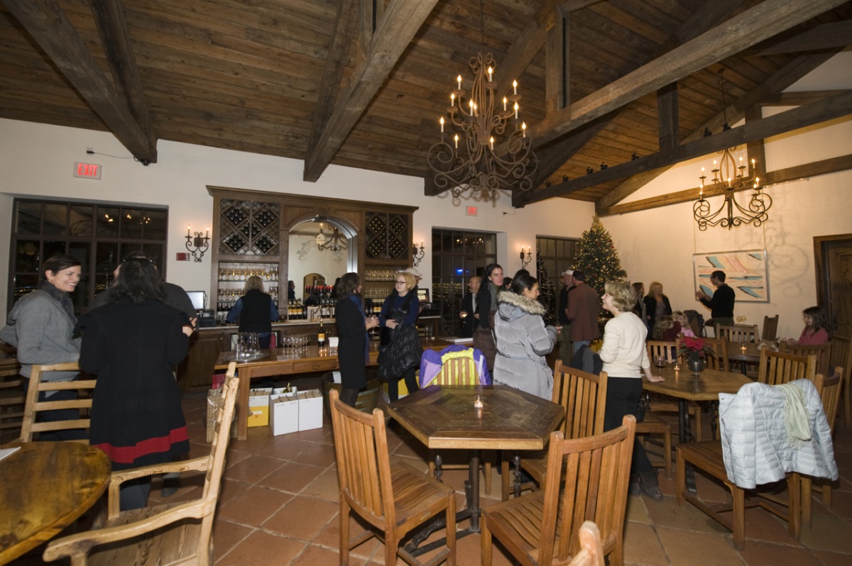 THE WOLFFER ESTATE WINE TASTING ROOM FILLS UP WITH ART LOVERS FOR THE OPENING OF JAMESON ELLIS PAINTINGS.
