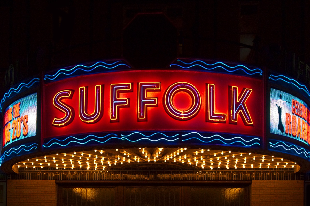 The Suffolk Theater marquee