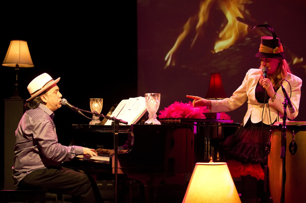 Nancy Atlas singing a duet with this week's special guest, keyboardist Brian Mitchell.