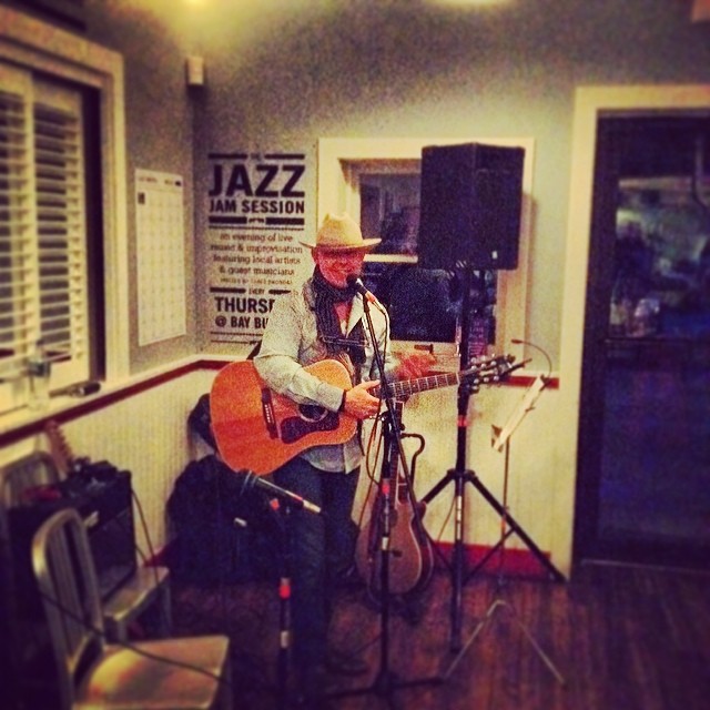 Mick Hargreaves performs at Bay Burger in Sag Harbor Friday night.