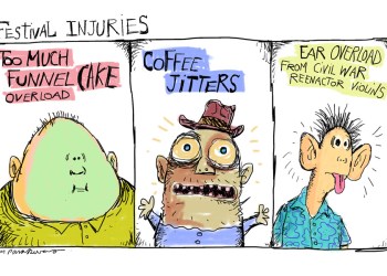 Mickey Paraskevas festival injuries cartoon
