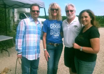 Steven and Pamela Green with Baiting Hollow Farm Vineyard owners Steve and Sharon Levine.