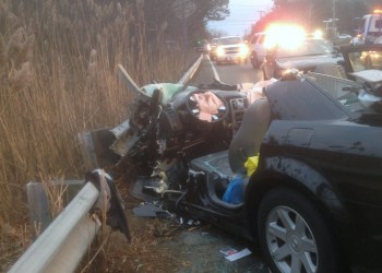 Friday morning accident on County Road 39. Photo credit: Courtesy Southampton Fire Department