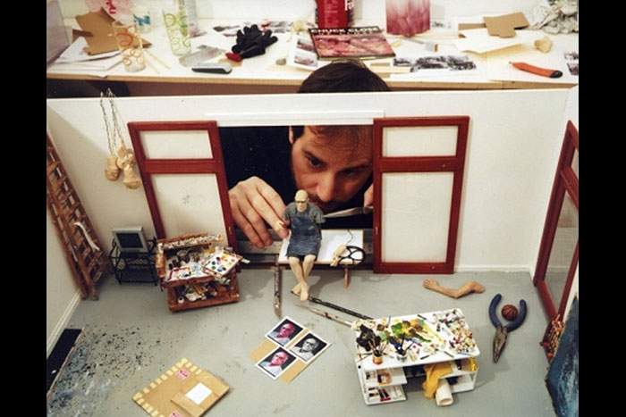 Joe Fig at work in Chuck Close's studio
