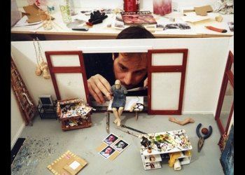 Joe Fig at work on Chuck Close's studio