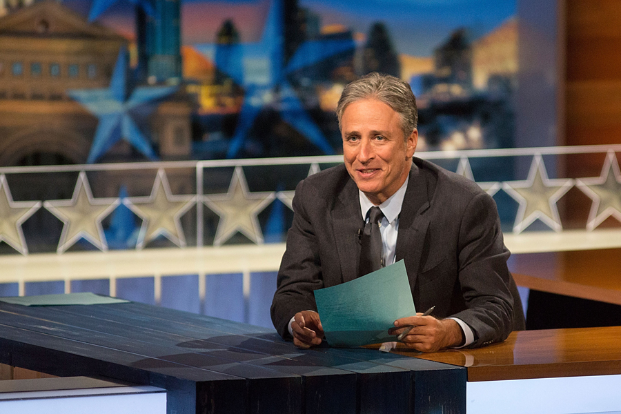 Host Jon Stewart at "The Daily Show with Jon Stewart" covers the Midterm elections in Austin with "Democalypse 2014: South By South Mess" at ZACH Theatre on October 28, 2014 in Austin, Texas.