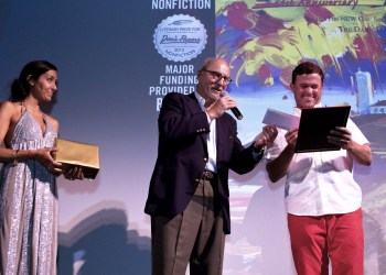 Joe Carson accepts his 2013 award with judge Jim Marquard