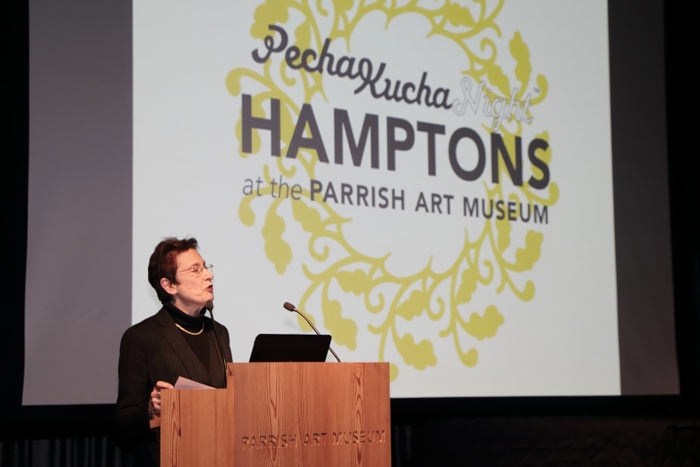 Parrish Art Museum director Terrie Sultan at PechaKucha Night.