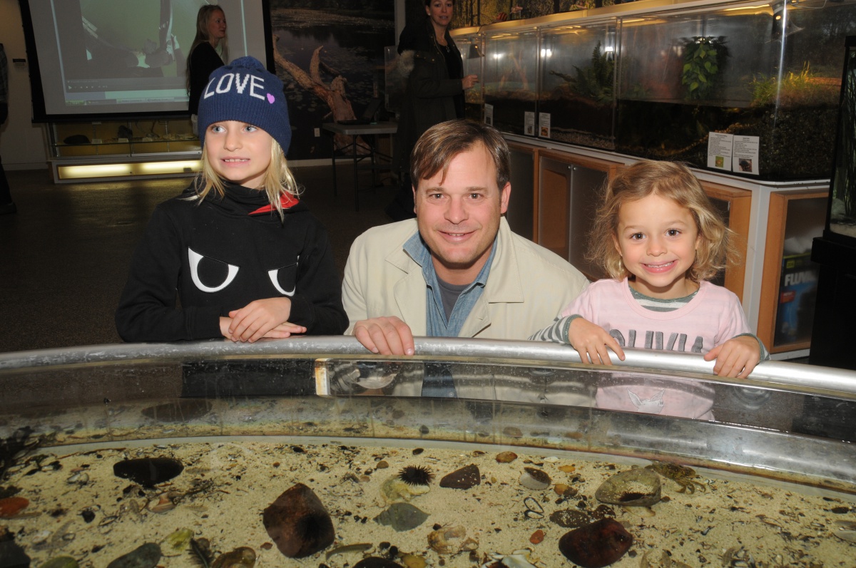 Juliana, Mark and Esmee Martinez played in SoFo's famous Marine Touch Tank