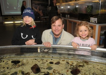 Juliana, Mark and Esmee Martinez played in SoFo's famous Marine Touch Tank