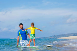 Surfing with kid