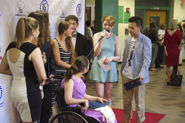 Red carpet interviews at Longwood High School prior to the 2014 East End Arts Teeny Awards