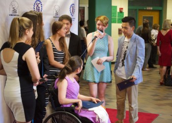 Red carpet interviews at Longwood High School prior to the 2014 East End Arts Teeny Awards