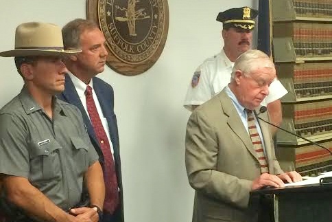 Suffolk County District Attorney Thomas Spota speaks during a press conference Friday in Riverhead.