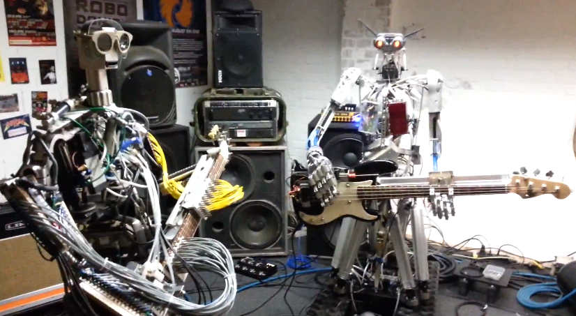 Compressorhead robot rock band video still