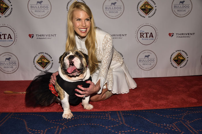 Beth Stern with Josie the English Bulldog at the L.I. Bulldog Rescue's Bash for the Bulldogs fundraiser.