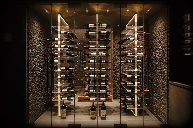 Beautiful modern style wine cellar on 5th Avenue in NYC by Joseph & Curtis
