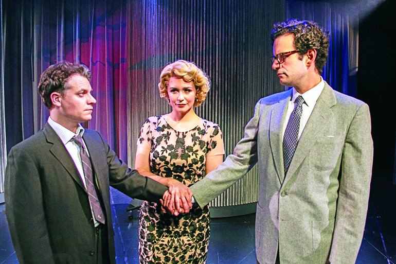 Vince Nappo, Rachel Spencer Hewitt and Wayne Alan Wilcox in 'Fellow Travelers,' Photo: Lenny Stucker, courtesy Bay Street Theater