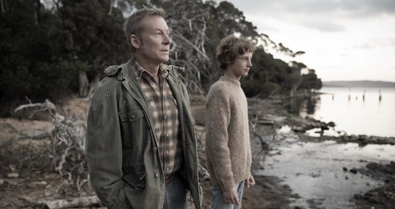 On the set, Samson Coutler and Roxburgh who plays his ocean-fearing father, Photo: FilmRise