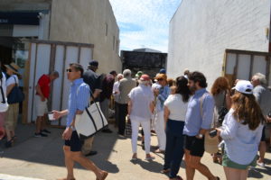 Crowds gathering for the Sag Harbor Arts Center groundbreaking ceremony