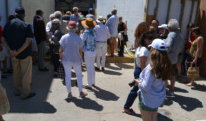 Crowds gathering for the Sag Harbor Arts Center groundbreaking ceremony.