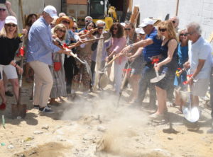 Breaking ground with Sag Harbor Partnership executive committee, Hilary Loomis, Mayor Sandra Schroeder, Nick Gazzolo, April Gornik, Susan Mead and Jayne Young