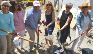 Breaking ground with Sag Harbor Partnership executive committee, Hilary Loomis, Mayor Sandra Schroeder, Nick Gazzolo, April Gornik, Susan Mead and Jayne Young.