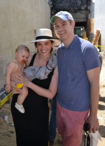Supporters Shawn and Helane Sachs share with daughter, Isabella the groundbreaking moment