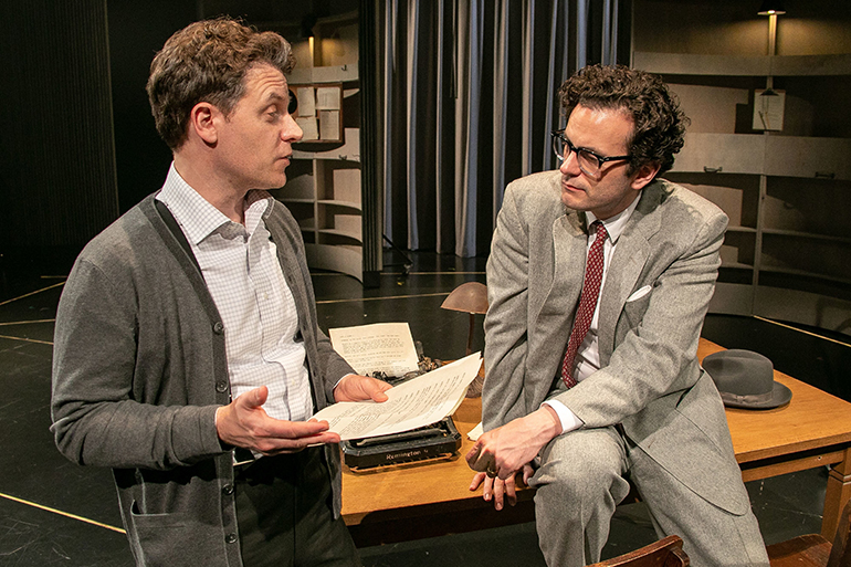 Elia Kazan (Vince Nappo) and Arthur Miller (Wayne Alan Wilcox) working on their latest film, Photo: Lenny Stucker