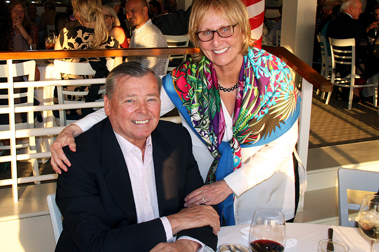 Ben Krupinski and Bonnie Krupinski in restaurant