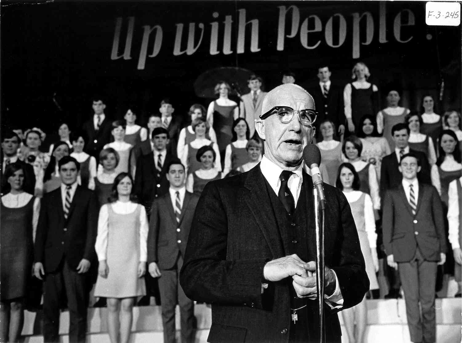 R. Buckminster Fuller with people Santa Fe, NM 1968