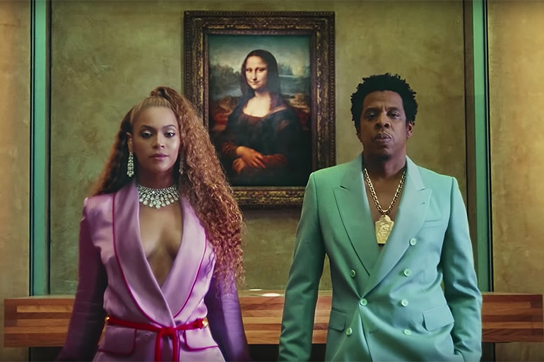 Jay-Z and Beyonce in the video for "Apes__t"